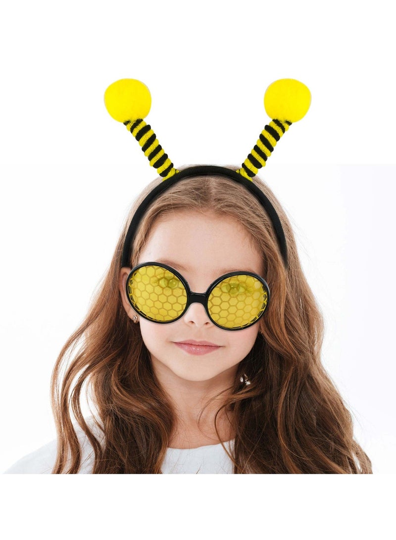 8 Pack Bee Headband and Glasses Set Antenna Headband Boppers with Sun Honey Costumes for Fancy Dress Party Decoration - Image 4